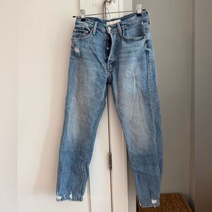 MOTHER Light Blue Button-Fly Jeans